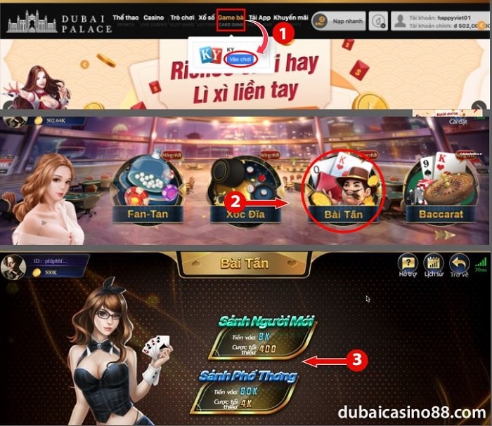 Hướng dẫn cách chơi bài Tấn online tại Dubai Casino 3